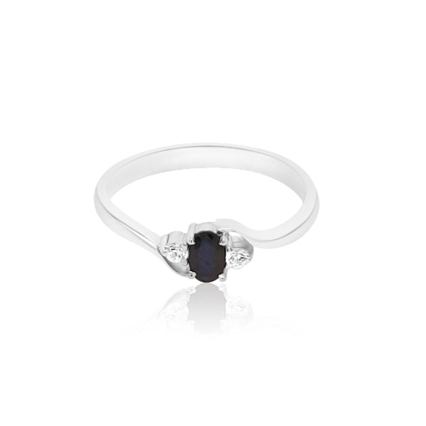 Sapphire and CZ dress ring in sterling silver