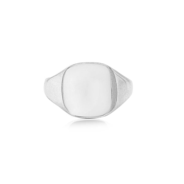 Men's flat top signet ring in sterling silver