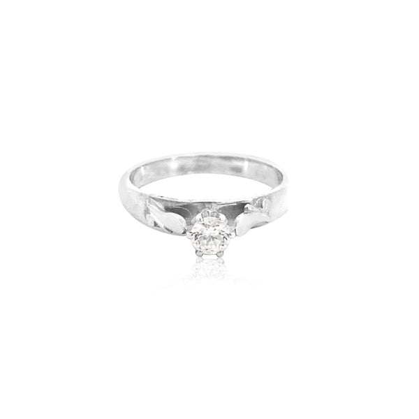 CZ solitaire ring in sterling silver