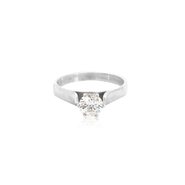 Cubic Zirconium solitaire ring in sterling silver