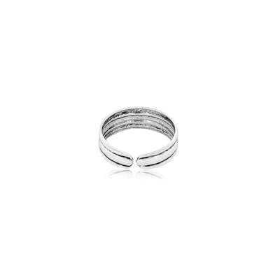 Three band design toe ring in sterling silver