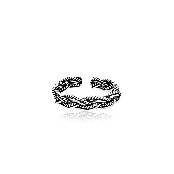 Plait design toe ring in sterling silver