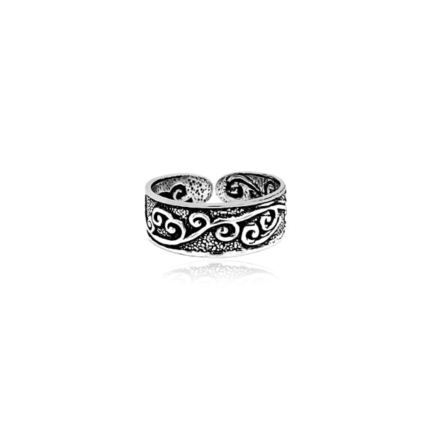 Koru design toe ring in sterling silver