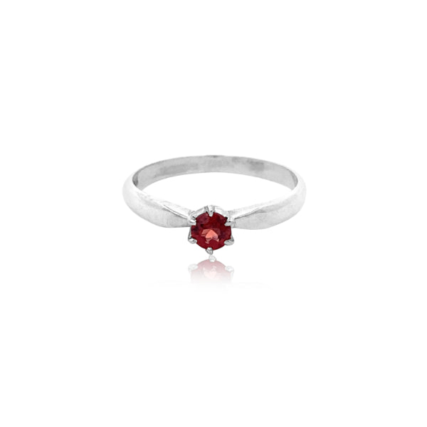 Garnet solitaire dress ring in sterling silver