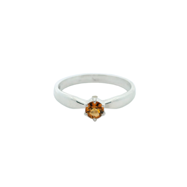 Solitaire citrine dress ring in sterling silver