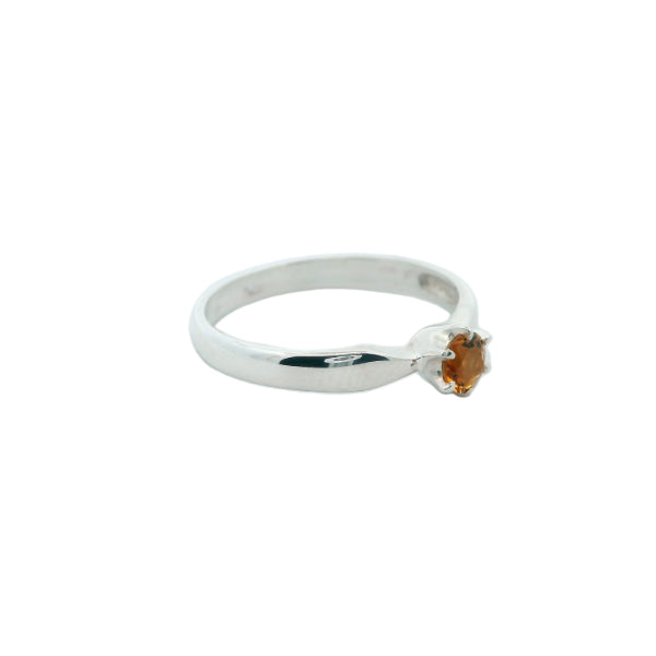 Solitaire citrine dress ring in sterling silver