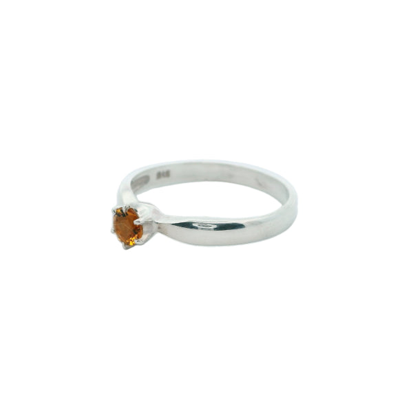 Solitaire citrine dress ring in sterling silver