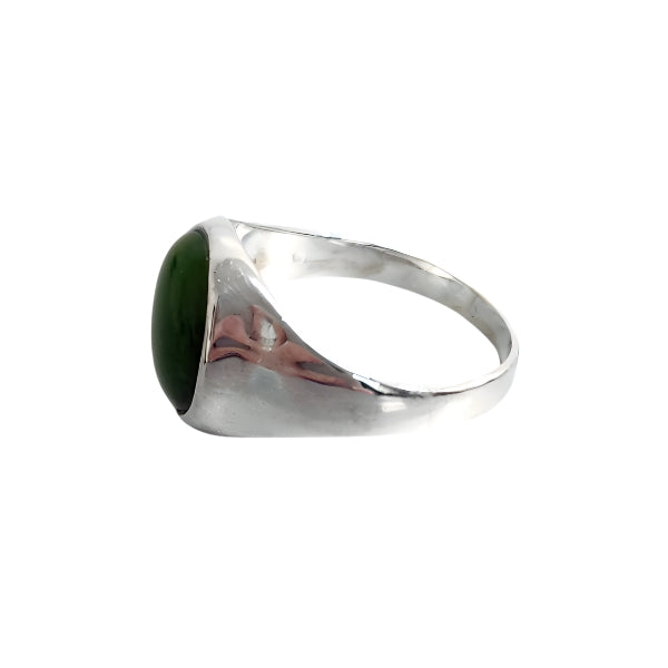 NZ pounamu greenstone men's ring in sterling silver