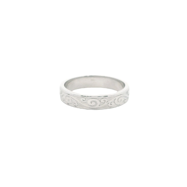 Dress ring with kowhaiwhai design in sterling silver