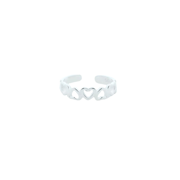 Linking hearts toe ring in sterling silver