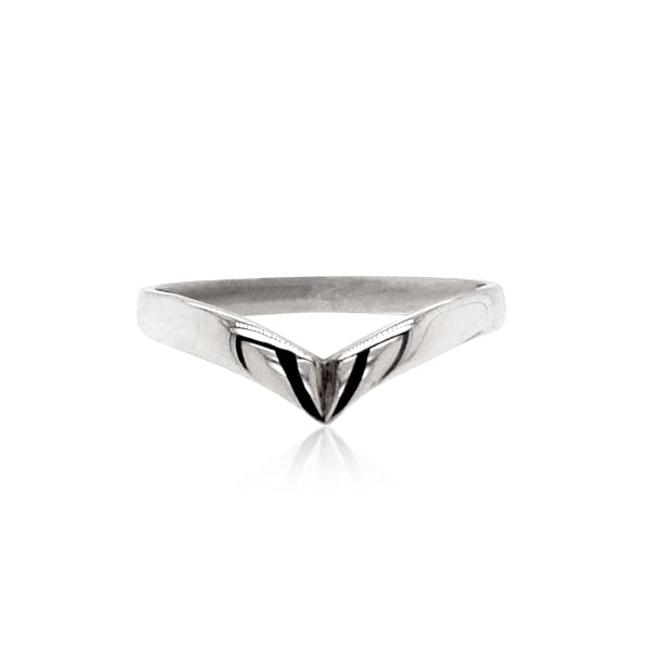 V shaped ring in sterling silver