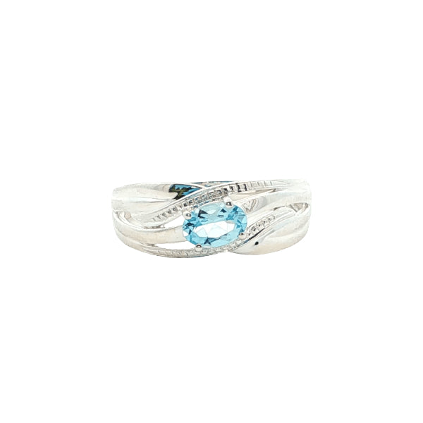 Oval blue topaz ring in sterling silver