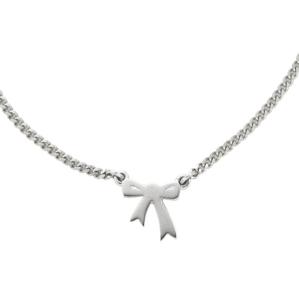 Karen Walker mini bow necklace in sterling silver with curb chain - 45cm