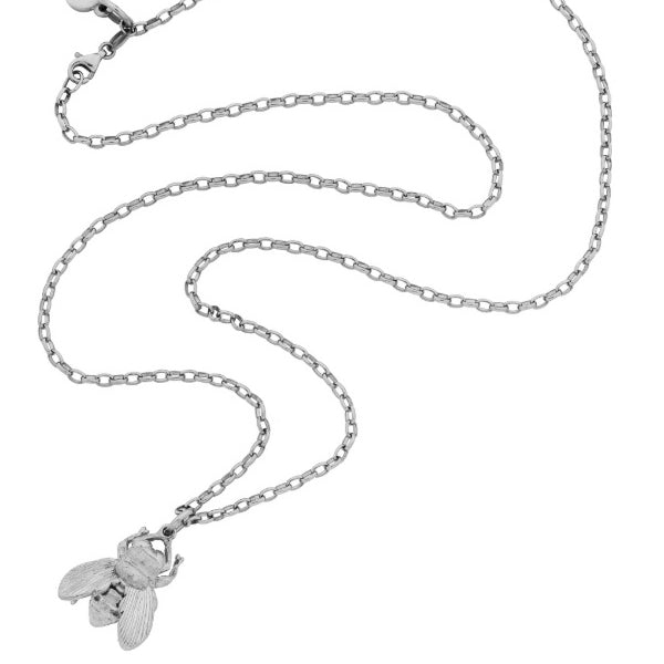 Karen Walker bee pendant in sterling silver with belcher chain - 45cm