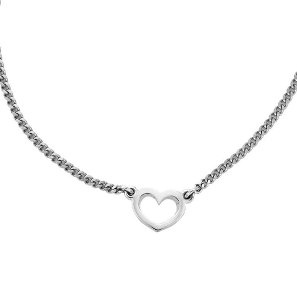Karen Walker mini heart necklace in sterling silver with curb chain - 45cm