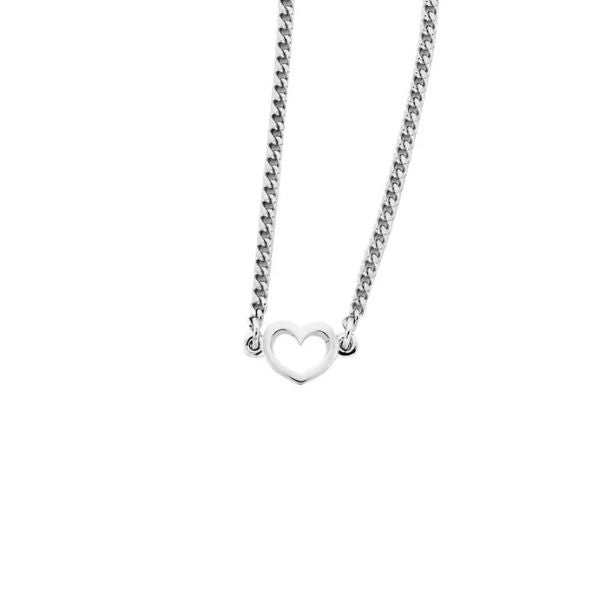 Karen Walker mini heart necklace in sterling silver with curb chain - 50cm