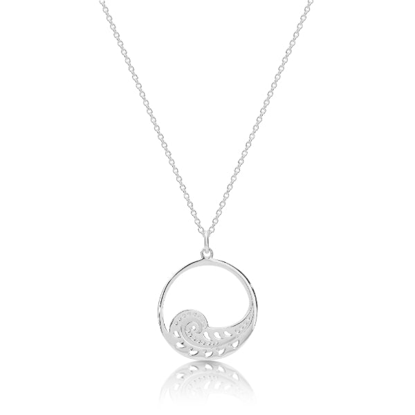 Paisley open circle pendant in sterling silver
