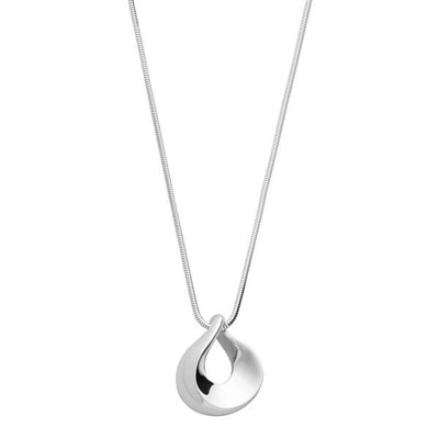 Najo open teardrop pendant in sterling silver with snake chain - 45cm