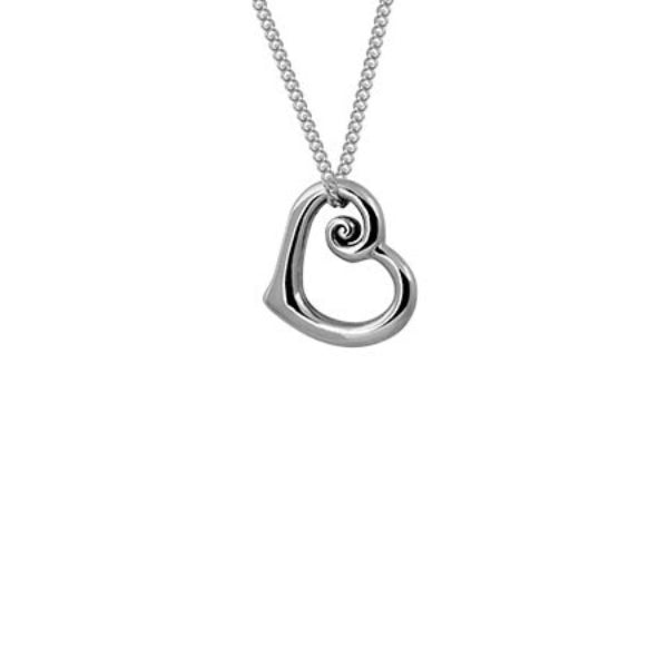 Silver Heart of NZ necklace with curb chain - 55cm