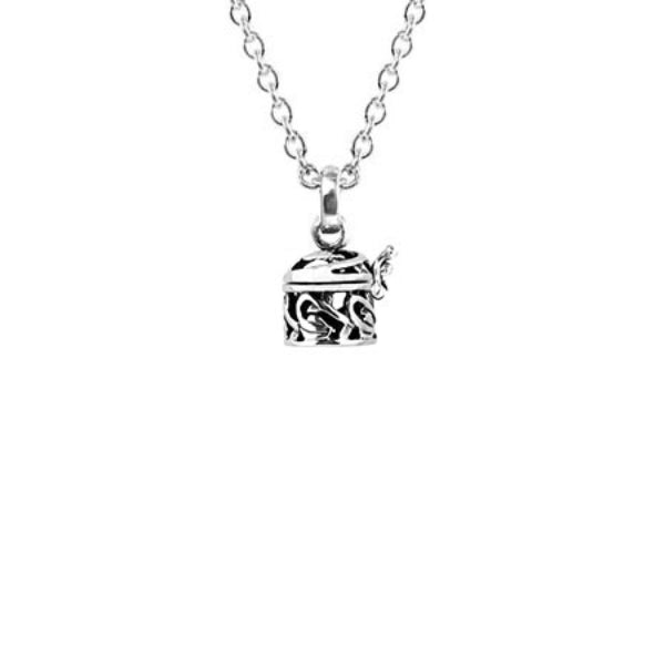 Evolve treasures locket pendant with greenstone in sterling silver with cable chain - 55cm