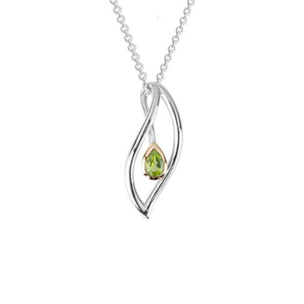 Evolve eternity leaf necklace in sterling silver with cable chain - 55cm