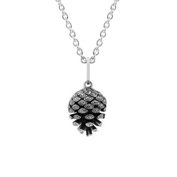 Evolve pinecone necklace in sterling silver with cable chain - 55cm