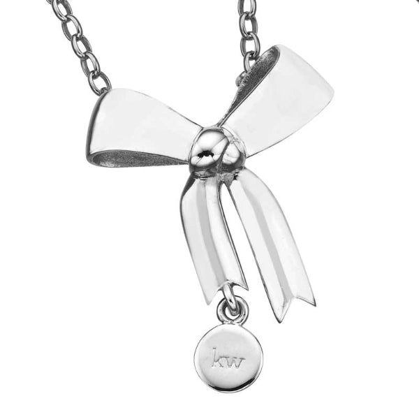 Karen Walker signature bow necklace in sterling silver with oval belcher chain - 45cm