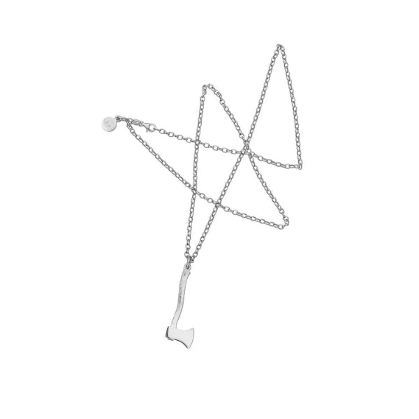 Karen Walker axe necklace in sterling silver on oval belcher chain - 45cm