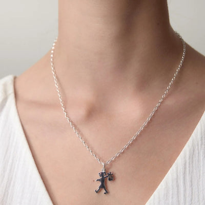 Karen Walker runaway girl necklace in sterling silver with belcher chain - 50cm