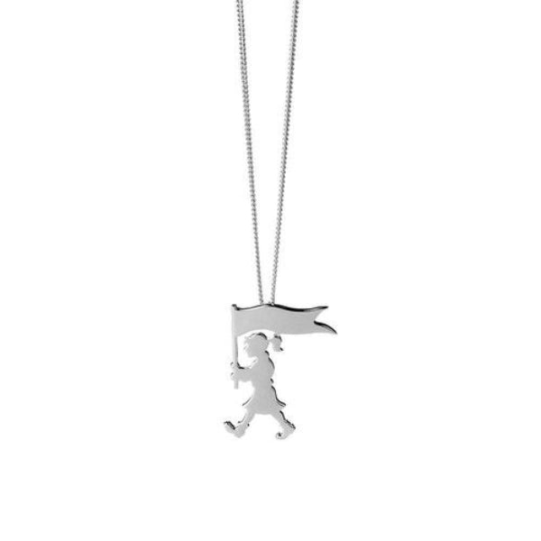 Karen Walker marching girl necklace in sterling silver with curb chain - 45cm