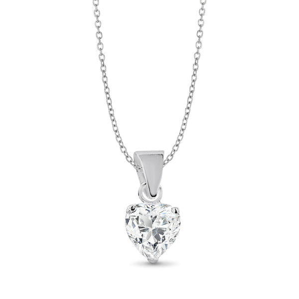 Heart cz necklace in sterling silver
