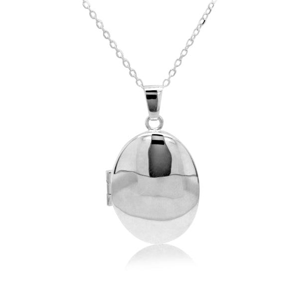 Plain oval locket in sterling silver with 45cm chain