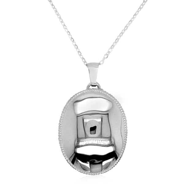 Oval corded locket in sterling silver with 45cm chain