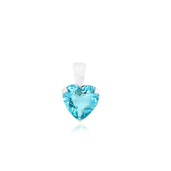 Heart shaped blue topaz pendant in sterling silver