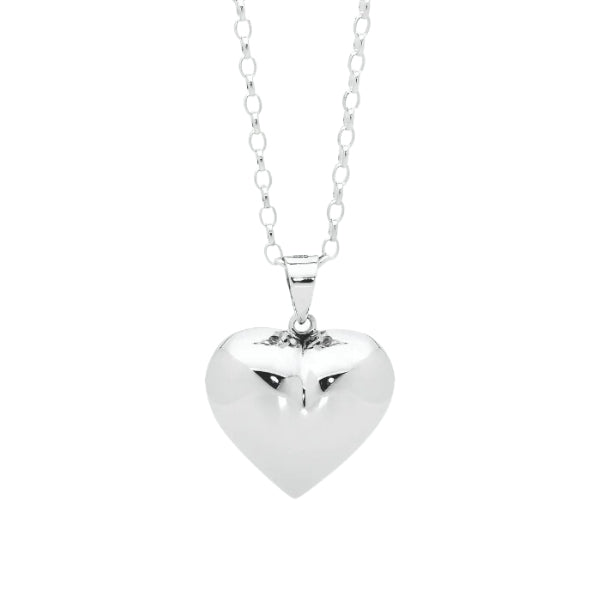 Puff heart pendant in sterling silver