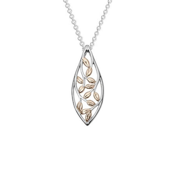 Evolve family love necklace in sterling silver and rose gold - 55cm