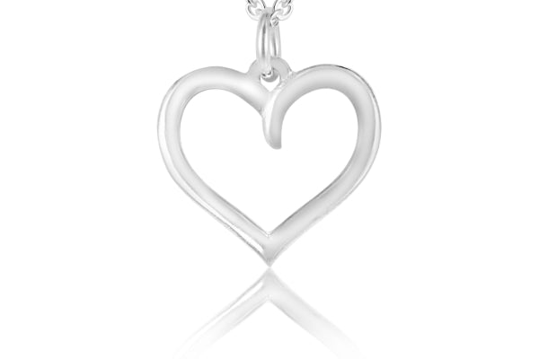 Open heart pendant in sterling silver
