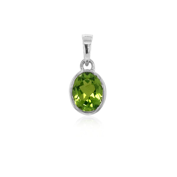 Oval peridot pendant in sterling silver