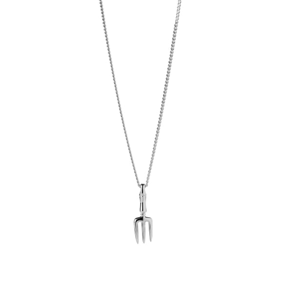 Karen Walker garden fork necklace in sterling silver with curb chain - 45cm