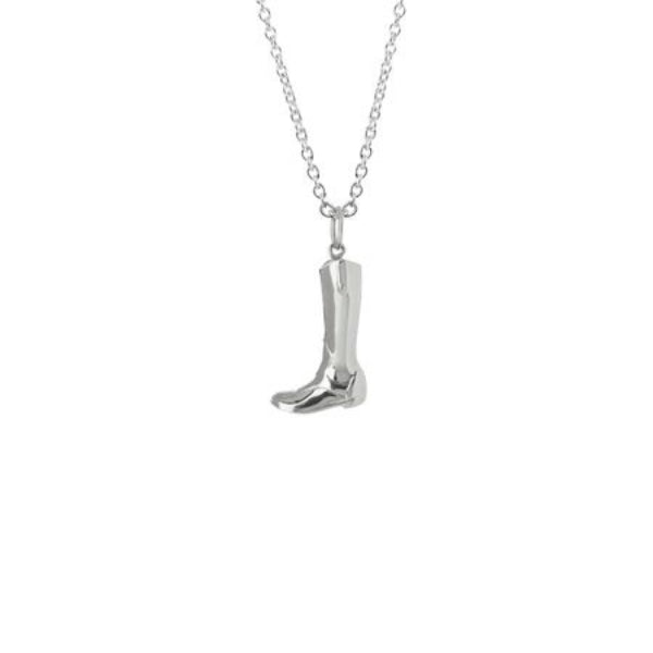 Evolve riding boot necklace in sterling silver with chain - 55cm