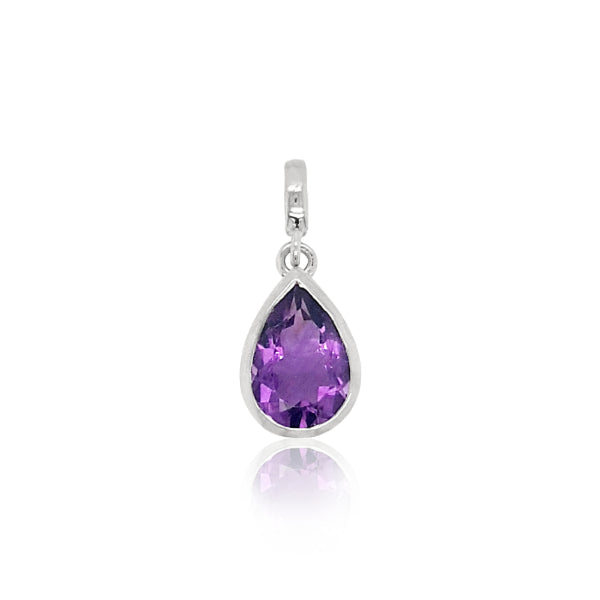 Amethyst teardrop pendant in sterling silver