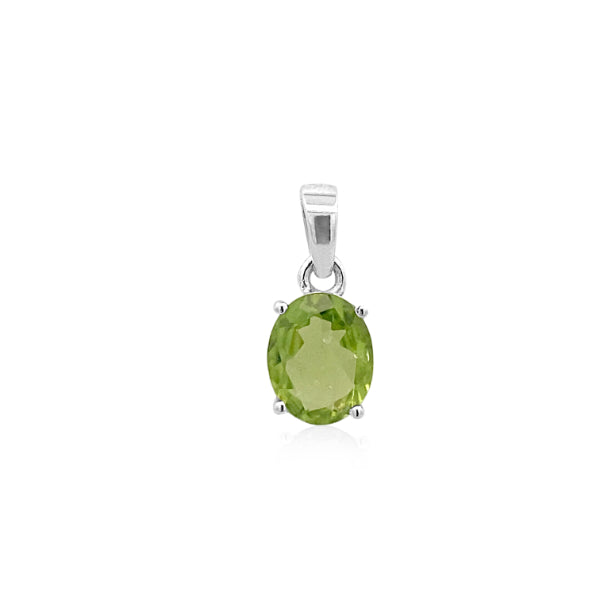 Oval claw set peridot pendant in sterling silver