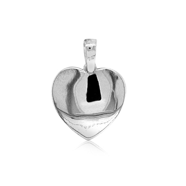 Polished heart pendant with triangular bale in sterling silver