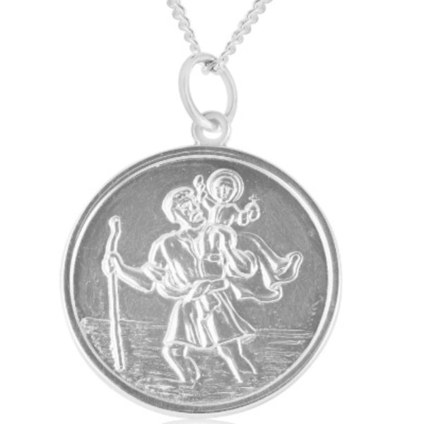St Christopher necklace in sterling silver with cable chain - 45cm