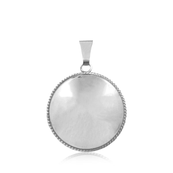 Round locket with corded edge in sterling silver