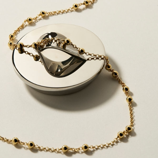 Najo - mattina fine belcher chain with balls in gold plated sterling silver - 45cm