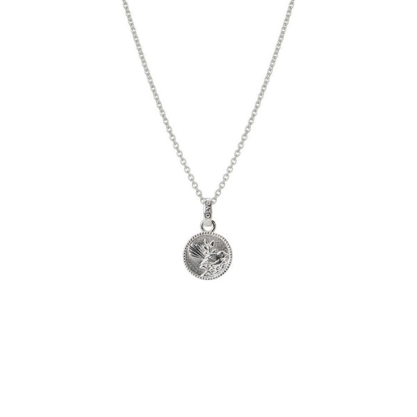 Evolve fantail coin necklace in sterling silver