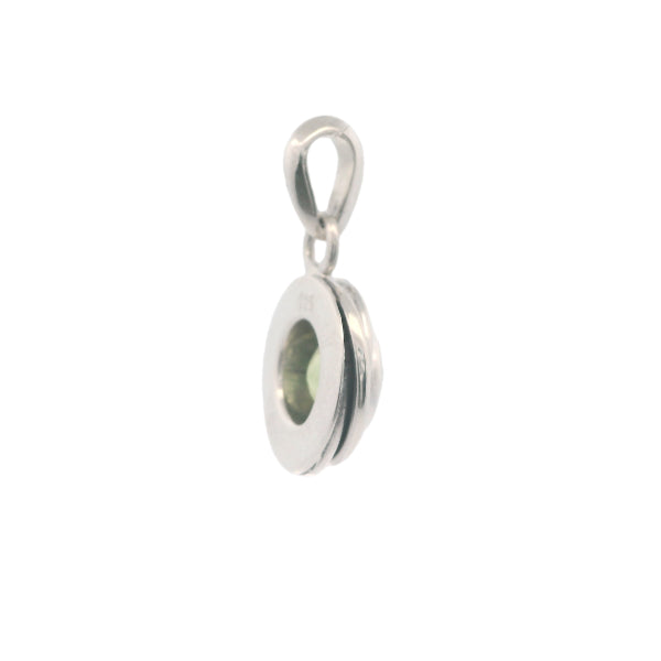 Round peridot swirl pendant in sterling silver