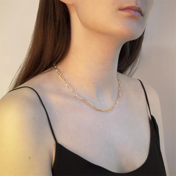 Najo - rectangular link chain in gold plated sterling silver
