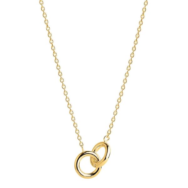 Najo - embrace interlocking ring necklace in gold plated silver 42cm